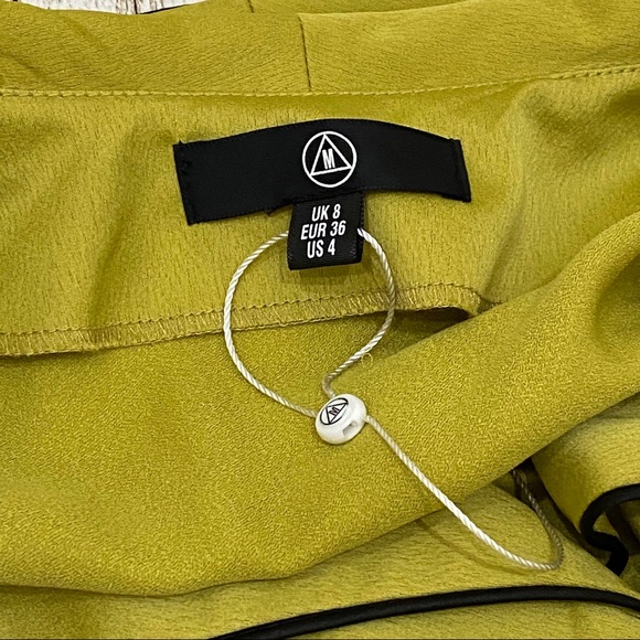 Missguided Mustard Lime Long Sleeves Plunge Dress Size 4 - Picture 15 of 16